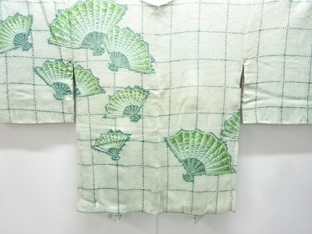 未使用品　きぬた屋　本総絞り　格子に扇模様絵羽織